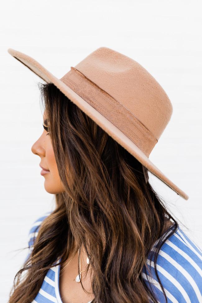 Looking For A Message Tan Wide Brim Fedora Hat