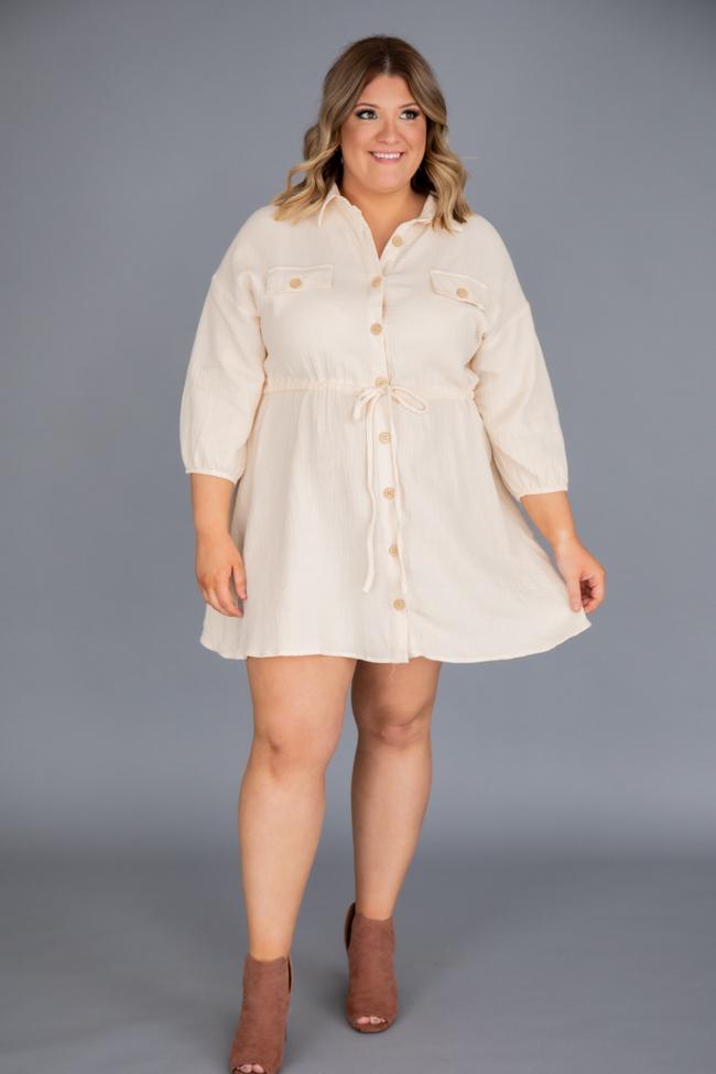 What I Like About You Shirt Dress Taupe