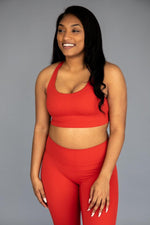 Load image into Gallery viewer, Let&#39;s Get Moving Sports Bra Red FINAL SALE
