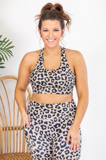 Load image into Gallery viewer, Running After You Animal Print Tan Sports Bra FINAL SALE
