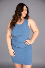 Load image into Gallery viewer, Magical at Midnight Midi Blue Ribbed Tank Dress
