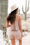 Forgetting The Past Ribbed Mocha Romper