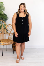 Load image into Gallery viewer, Endless Ideas Black Babydoll Knit Tank Dress
