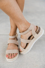 Load image into Gallery viewer, Annika Taupe Platform Wedge
