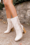 Nelly Beige Fringe Suede Boots