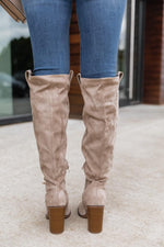 Load image into Gallery viewer, Hadley Beige Tall Suede Knee Boots
