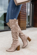 Load image into Gallery viewer, Hadley Beige Tall Suede Knee Boots
