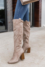 Load image into Gallery viewer, Hadley Beige Tall Suede Knee Boots
