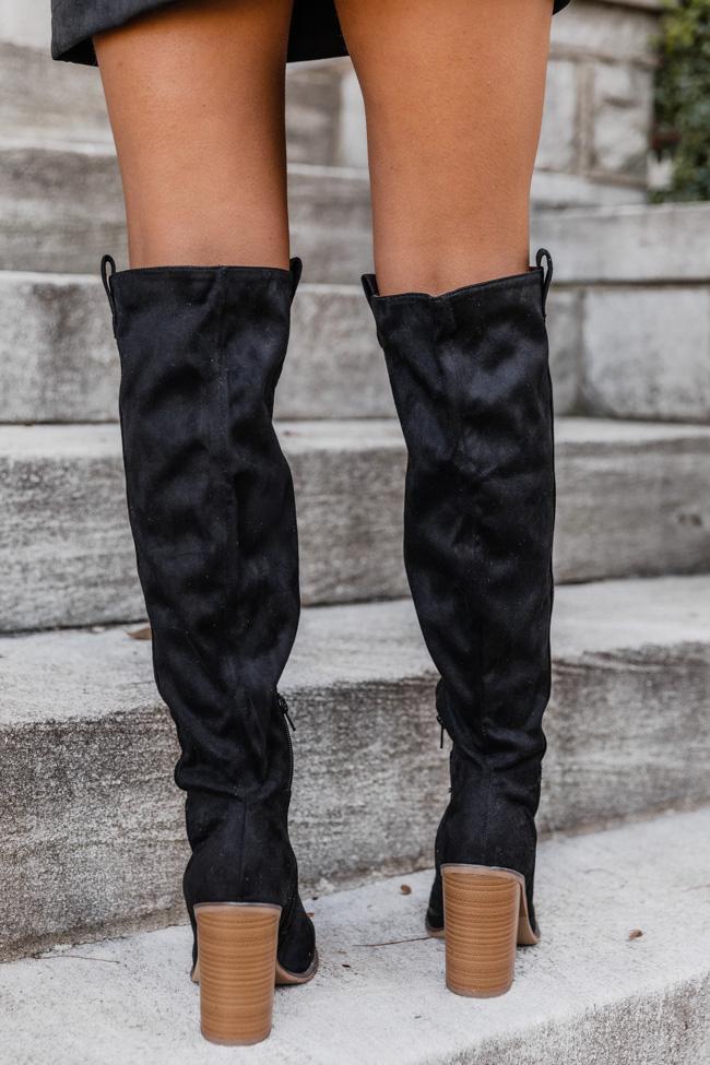 Hadley Black Tall Suede Knee Boots