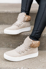 Load image into Gallery viewer, Millicent Beige Fur Lined Sneaker
