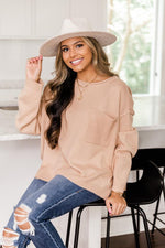 Load image into Gallery viewer, Cozy Up Taupe Pocket Sweater
