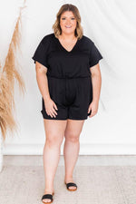 Load image into Gallery viewer, Perfectly Imperfect Black V-Neck Romper
