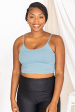 Load image into Gallery viewer, Let&#39;s Seize The Day Dusty Blue Bra Top
