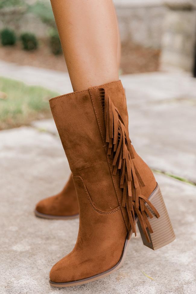 Nelly Brown Fringe Suede Boots