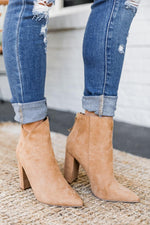 Load image into Gallery viewer, Tamera Brown Suede Pointed Toe Booties
