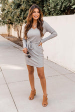 Load image into Gallery viewer, Spend The Weekend Ribbed Knit Mini Grey Dress
