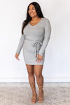 Spend The Weekend Ribbed Knit Mini Grey Dress