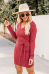 Spend The Weekend Ribbed Knit Mini Red Dress