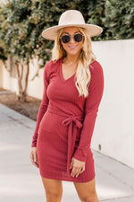 Load image into Gallery viewer, Spend The Weekend Ribbed Knit Mini Red Dress
