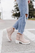 Load image into Gallery viewer, Rita Beige Platform Suede Booties
