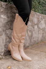 Load image into Gallery viewer, Charlie Taupe Tall Leather Pointed Toe Boots
