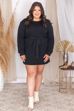 Load image into Gallery viewer, Downtown Streets Black Belted Sweatshirt Dress
