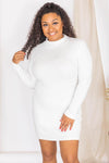 Makes Sense Ivory Textured Turtleneck Sweater Dress
