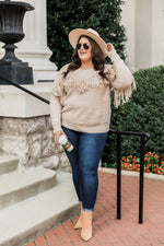 Load image into Gallery viewer, Change In Reasons Taupe Fringe Sweater FINAL SALE
