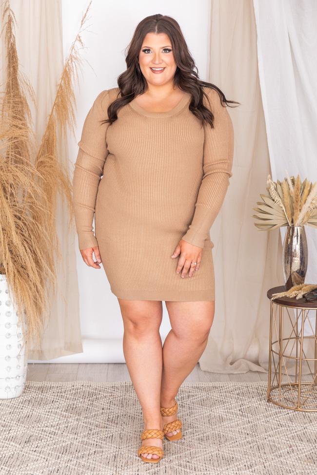 Just Getting By Mocha Ribbed Dress