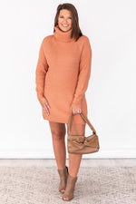 Load image into Gallery viewer, Stay Or Leave Orange Turtleneck Sweater Dress
