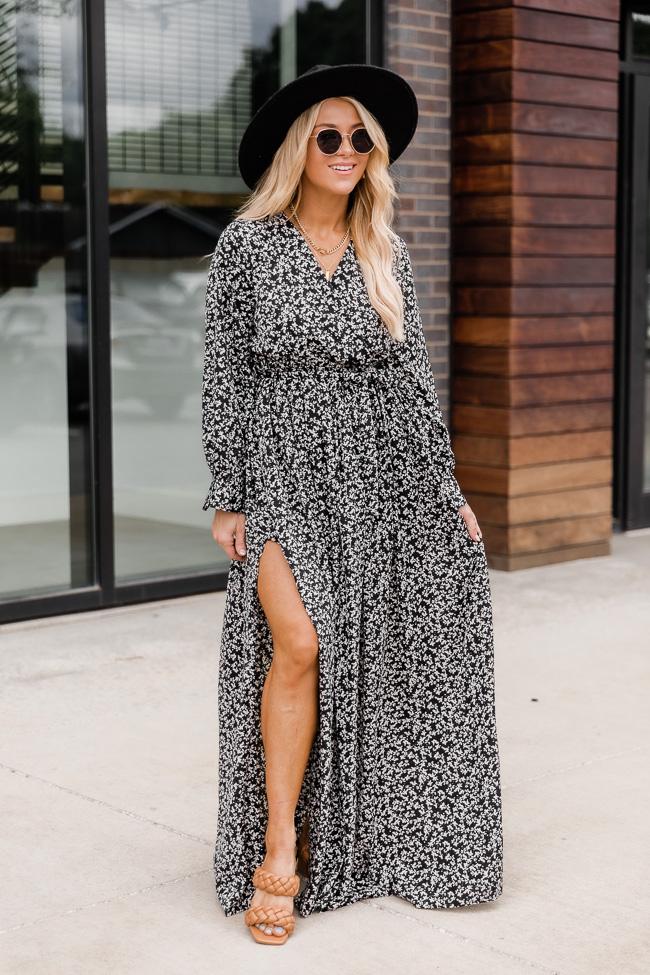 Stealing the Night Black Floral Maxi Dress