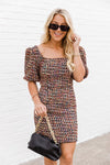 Life Of The Party Multi Puff Sleeve Tweed Dress