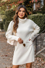 Load image into Gallery viewer, Talk In Circles Cream Turtleneck Sweater Dress
