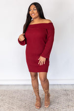 Load image into Gallery viewer, Spotlight Attention Red Off The Shoulder Sweater Dress
