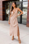 Dancing With Strangers Taupe Maxi Slip Dress