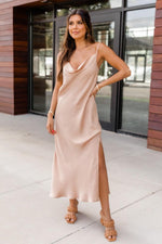 Load image into Gallery viewer, Dancing With Strangers Taupe Maxi Slip Dress
