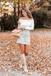 CAITLIN COVINGTON X PINK LILY The Mimi Button Front Grey Tweed Skirt PRE-ORDER
