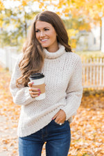 Load image into Gallery viewer, CAITLIN COVINGTON X PINK LILY The Olivia Chunky Knit Beige Turtleneck Sweater
