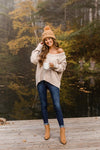 CAITLIN COVINGTON X PINK LILY The Kelsey Wide Neck Taupe Sweater