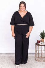 Load image into Gallery viewer, Phone Call Away Black Wrap Cropped Blouse
