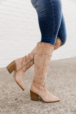 Load image into Gallery viewer, Vicky Beige Tall Western Boots
