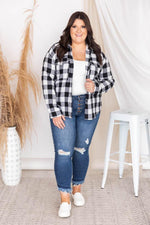 Load image into Gallery viewer, All I Ever Wanted Black/Ivory Plaid Button Front Blouse
