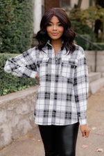 Load image into Gallery viewer, Dreaming Again Ivory/Black Plaid Blouse
