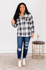 Load image into Gallery viewer, Dreaming Again Ivory/Black Plaid Blouse
