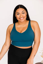 Load image into Gallery viewer, Exceed My Expectations Teal V-Neck Cropped Bra Top
