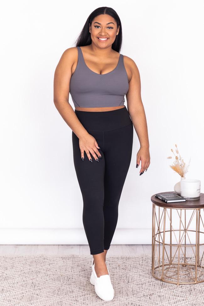 Exceed My Expectations Grey V-Neck Cropped Bra Top