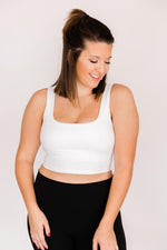 Load image into Gallery viewer, Accomplish a Goal White Square Neck Cropped Bra Top
