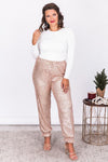 Forever Tonight Rose Gold Sequin Joggers