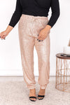 Forever Tonight Rose Gold Sequin Joggers