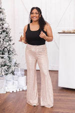 Load image into Gallery viewer, Truest Memory Gold Sequin Flare Pants
